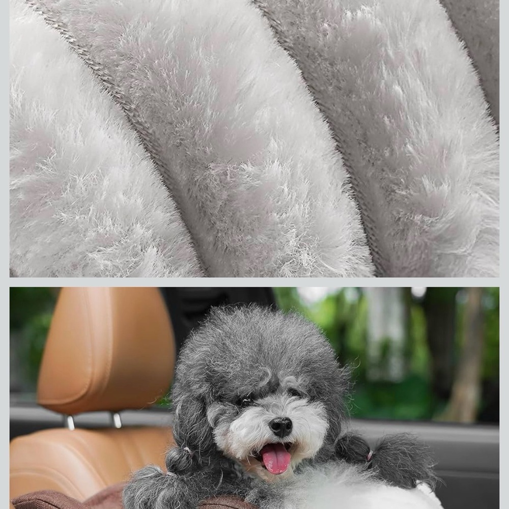 Cozy Brown and White Dog Car Seat - Picture 5 of 7